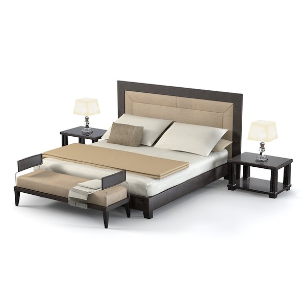 3ds max smania modern double - Smania modern double bed contemporary leather bedroom set by archstyle